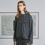 FRONT ARCH COVER HOODIE BLOUSON GREY