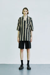 アイロ グランジ ストライプ ジャージ シャツ / airo grunge stripe jersey shirt brown