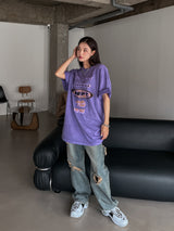 (UNISEX) ダメージチェッカーワイド デニム