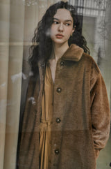 フェイクファーロングコート/FAKE FUR LONG COAT_BROWN