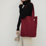 Corduroy simple line bag - autumn red