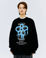 チケットマシンフラワータイポスウェットシャツ/THICKET MACHINE FLOWER SWEATSHIRT-BLACK