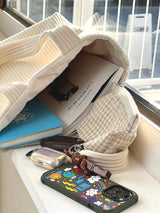 Ribbed fabric String bag