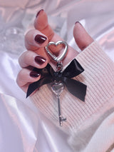 Black Ribbon Heart Key Keyring