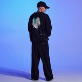 HEART PRINTING PAINTING SWEAT SHIRT-BLACK