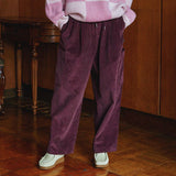 Corduroy wide balloon fit banding pants (6622860771446)
