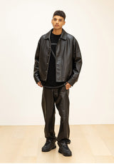 ラムスキンオーバーフィットボンバージャケット/LAMSKIN OVERFIT BOMBER JACKET
