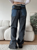 ローカルカラーマッチングワイドデニムパンツ/no.116 local color matching wide denim pants