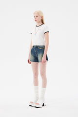 チェリーレーステープスリムTシャツ / CHERRY LACE TAPE SLIM T-SHIRT [WHITE]
