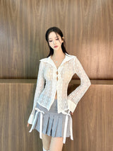1021. Wool Double ribbon pleats mini sk (2color)