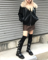 vintage fur two-way blouson jumper