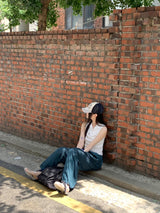 ジャッキーアイレットスナップボタンクロップドスリーブレス/Jakey Eyelet Snap Button Cropped Sleeveless