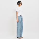 BANDING WIDE DENIM PANTS LIGHT BLUE