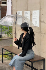 バックスリットロングデニムスカート