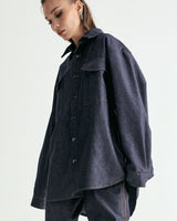 UNISEX DENIM POCKET SHIRT JACKET W - INDIGO BLUE (6636055593078)