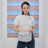 Luna shirring cross baga (silver) (6684442525814)