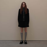 Black Leather Block Zip-up
