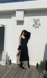 black knit long dress