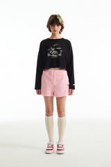 ウィティーバニースケッチクロップTシャツ／WITTY BUNNY SKETCH CROP T-SHIRT [BLACK]