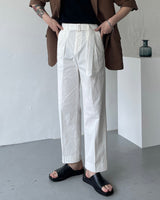 マンスリネンツータックベルトスラックス / Month )  linen two-tuck belt slacks (3 colors)
