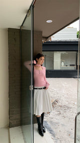 Square holy neck slim fit top