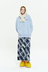 CHECK PATTERN KNIT LONG SKIRT [BLUE]