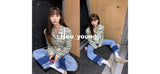 2トーンミックスロールアップデニムパンツ/TWO TONE MIXED ROLL UP DENIM PANTS [6605]