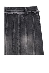 デニムパネルロングスカート / DENIM PANELLED LONG SKIRT (BLACK)