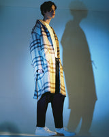 OVERSIZE WOOL CHECK ROBE COAT (Beige) / オーバーサイズウールチェックローブコート