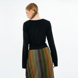 Round Neck Ribbon Cardigan [Rainbow]