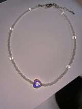 クリスタルハートミービーズチョーカーネックレス / Crystal Heart Me Beaded Choker Necklace