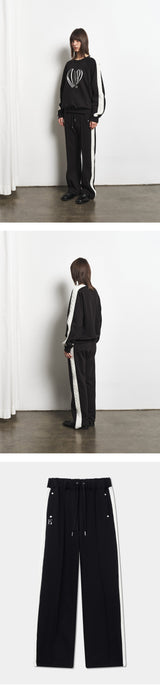 Mixed Fabric Knit KUYRI K Track Pants (Resort Black)