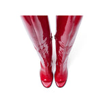 Thigh High Open Toe Heel Boots(Red)