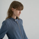 ハイカラースエードジャケット / HIGH COLLAR SUEDE JACKET, BLUE