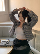 [BELLIDE MADE] カジュアルクロップドチェックシャツ