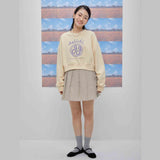 Cheerful logo short sweat shirt (light yellow) (6684429156470)