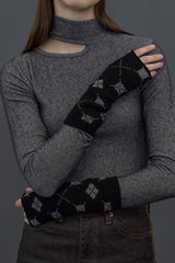 [20W]ARGYLE HANDWARMER / BLACK (4614353780854)