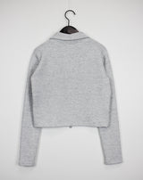 オルモストリブカラークロップジップアップ/Ulmost Rib Collar Crop Zip Up (4color)