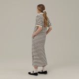 ストライプカラーマクシドレス / STRIPE COLLAR MAXI DRESS_IVORY