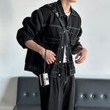 LMN log Oversized fit stitch denim setup pants (2 colors)