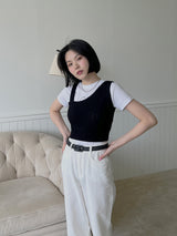 アンバランスドニットスリーブレス / Unbalanced Knit Sleeveless (2color)