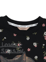 フラワーキャットレタリングスウェットシャツ / Flower Cat Lettering Sweatshirt (Black)