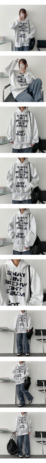 [fleece] take boxy lettering hood
