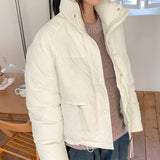 Sizen zipper pocket collar short padded coat