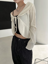 ラッフルカラーカーディガン/Ruffle collar cardigan (3color)