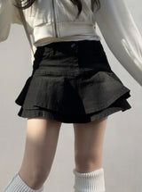 デニムカンカンミニスカート / Dark Blue Denim Cancan Mini Skirt
