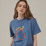 リラックスフィットピーチプリントTシャツ / RELAXED FIT PEACH PRINT T-SHIRT_BLUE