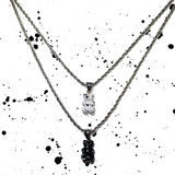 Ink marble bear necklace (6685429366902)