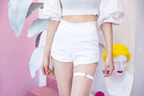 ハイウェストチョーカーガーターベルトショートパンツ/BOT(4440) High Waist Choker Shorts Garter Belt Short Pants