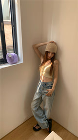 レイヤードニットチューブトップ / layered knit tube top